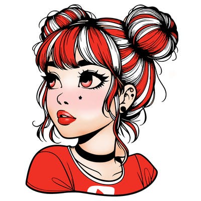 realistic girl with spacebuns
