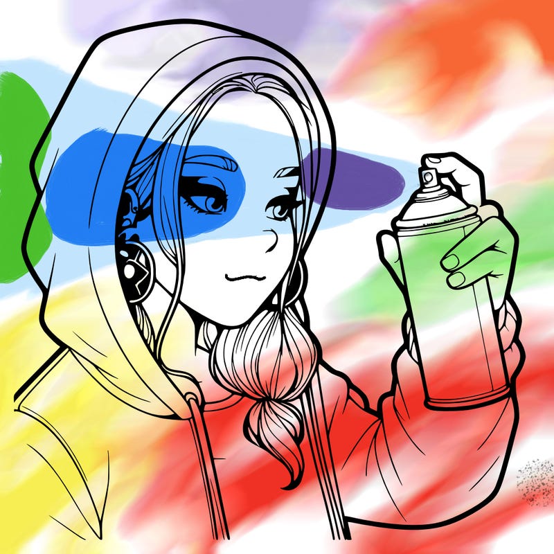 a realistic girl, spray painting