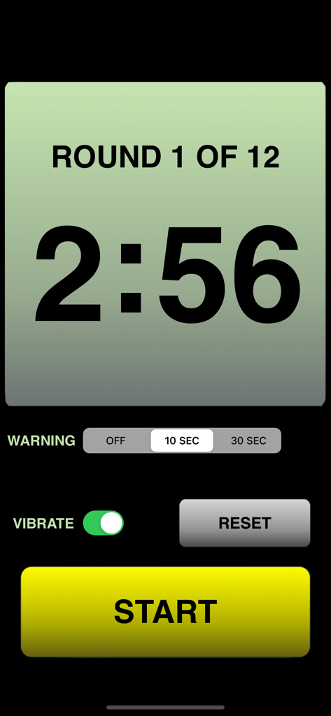 Boxing Round Timer - A boxing round timer app screen showing the current round and countdown clock