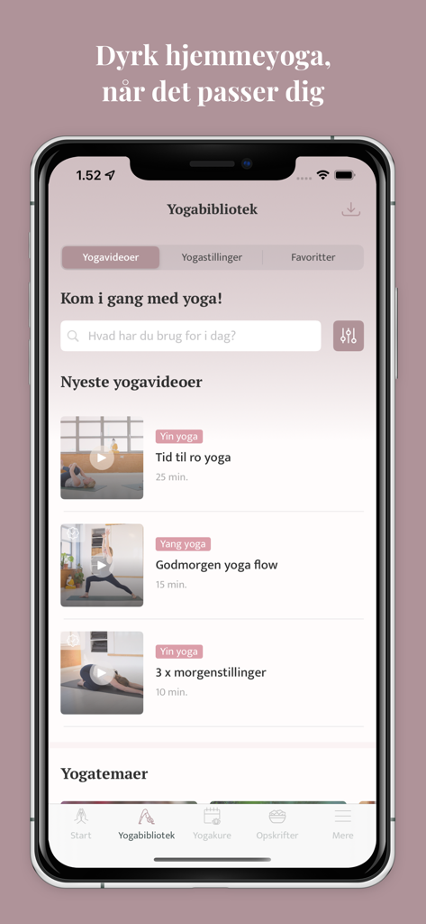 Cathrine Yoga - Cathrine Yoga app interface showing a library of yoga video classes