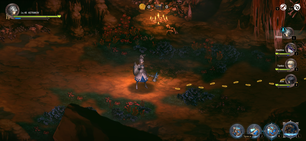 ASTRA: Knights of Veda - Jugabilidad de ASTRA Knights of Veda mostrando un caballero en una caverna oscura