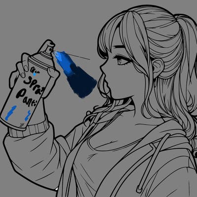 a realistic girl spray, painting