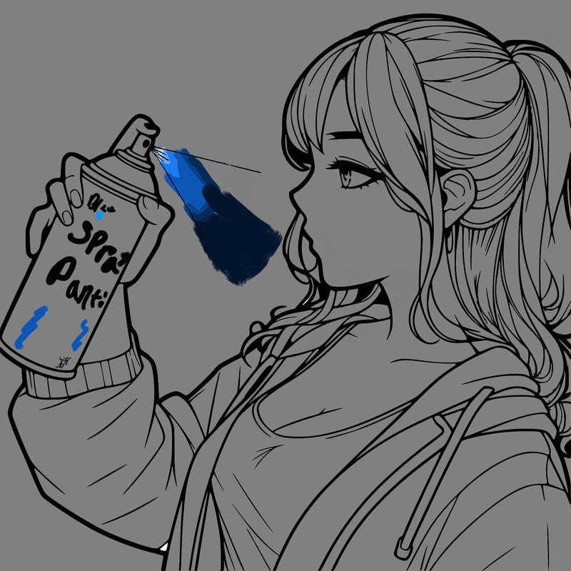 a realistic girl spray, painting