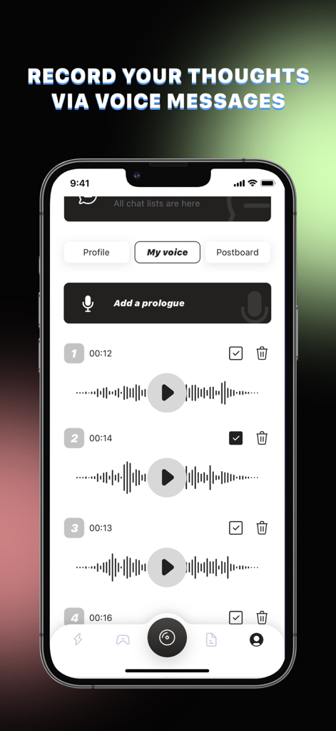 Ebony Meet: Black Dating, Chat - Ebony Meet app screen showing voice message recording and playback features for personalized dating profiles.