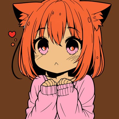 shy anime catgirl