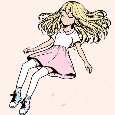 realistic girl floating