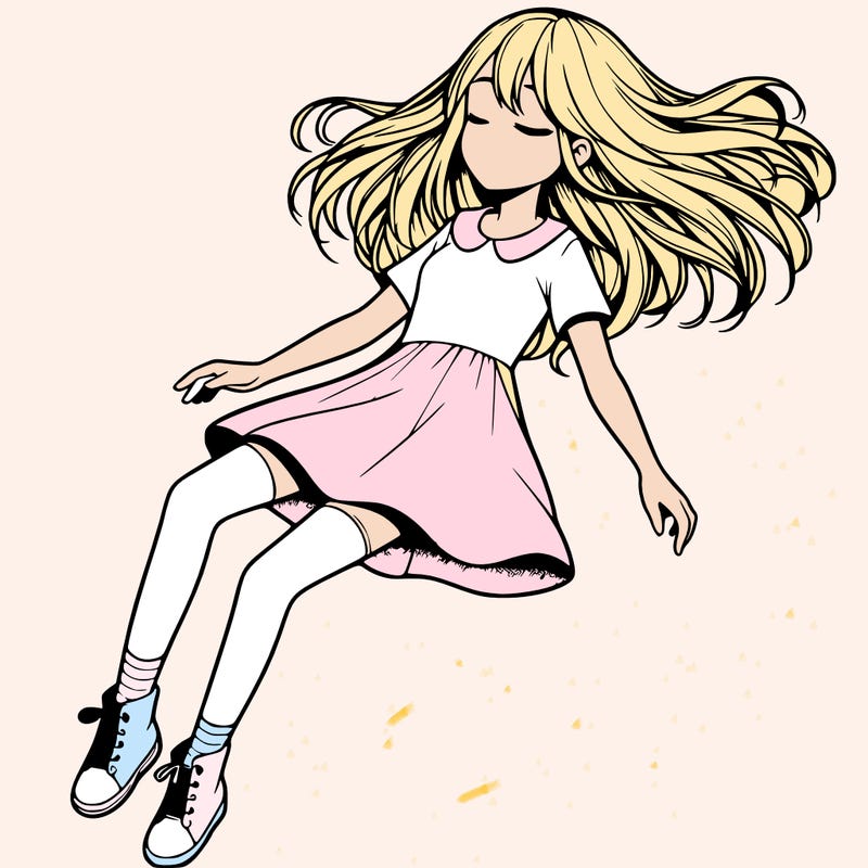 realistic girl floating