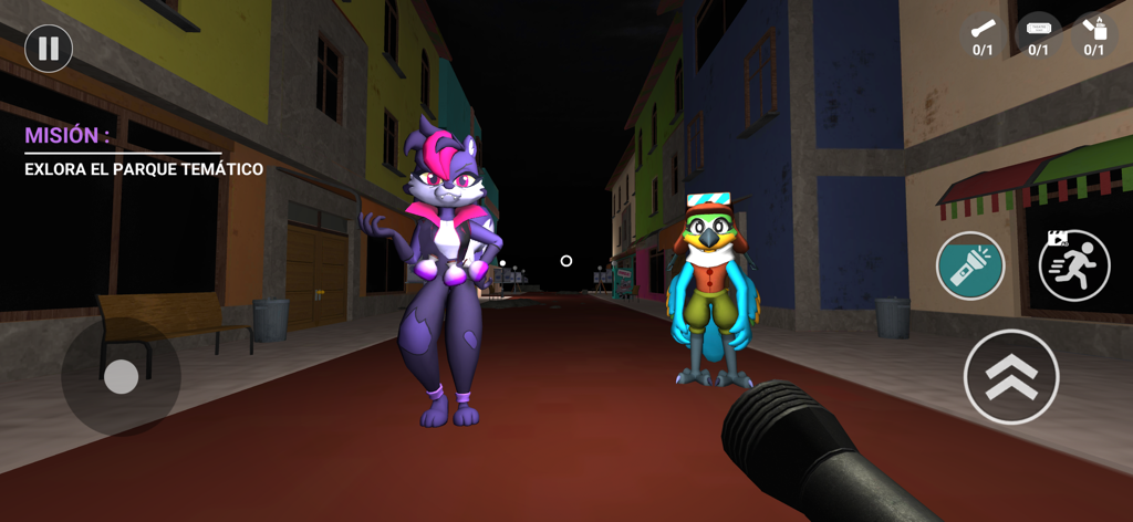 Monster Park Horror Games - Personagens de terror com mascotes 3D em uma cena escura de parque de diversões abandonado do Monster Park Horror Games