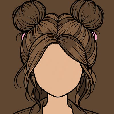 realistic girl with buns on the top of her hair