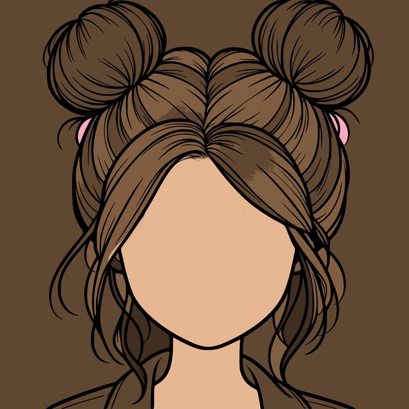 realistic girl with buns on the top of her hair