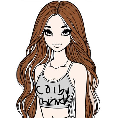 realistic girl with long hair with a crop top