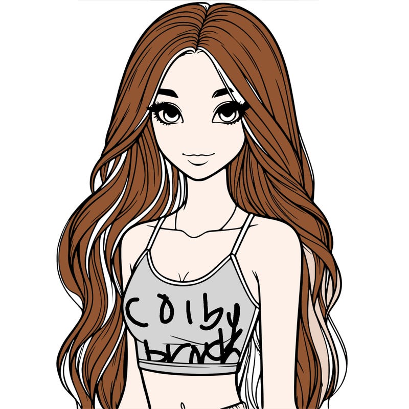 realistic girl with long hair with a crop top