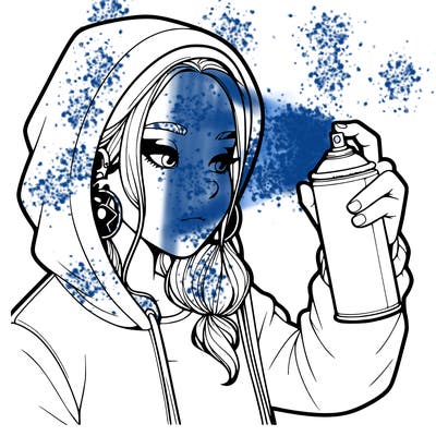 a realistic girl, spray painting
