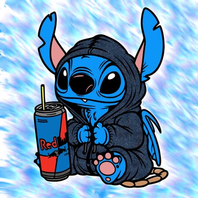 stitch a hoodie and redbull
