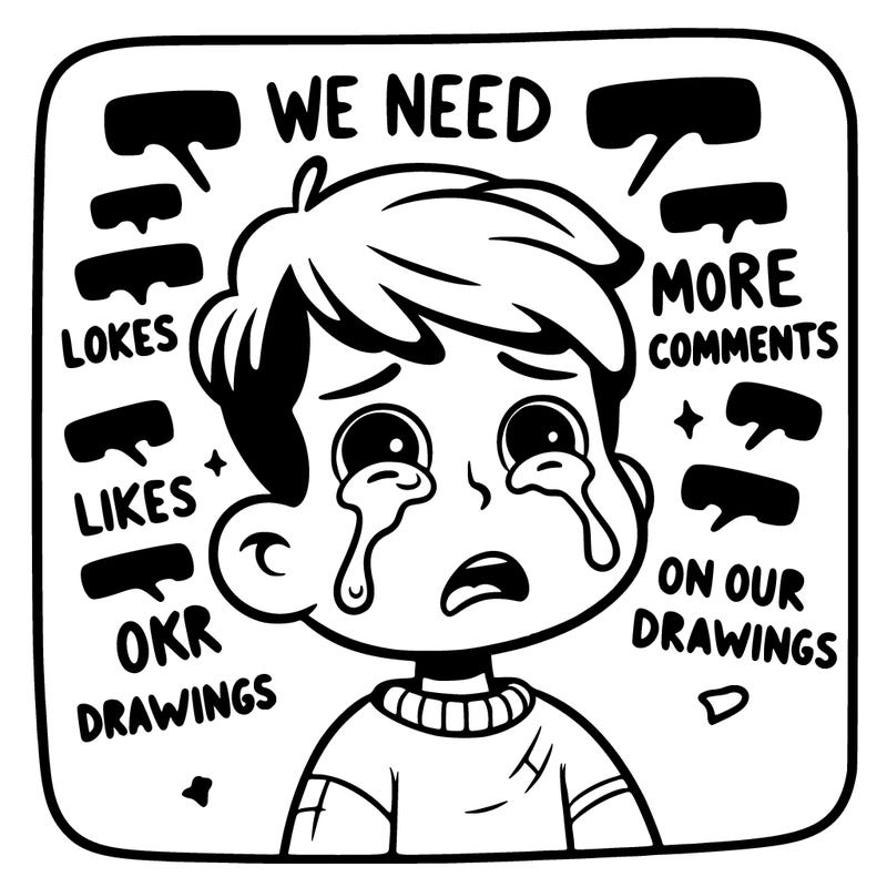 a poor boy crying that says we need more comments and likes on our drawings!!!! because it seams that nobody cares