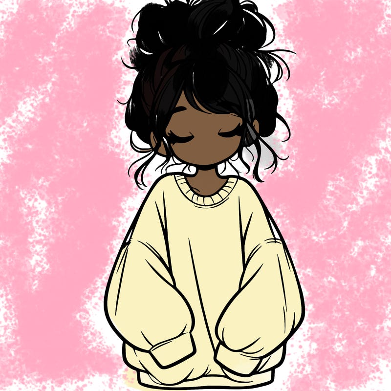 girl with baggy sweatshirt and messy bun