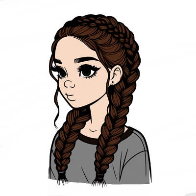realistic girl with braids