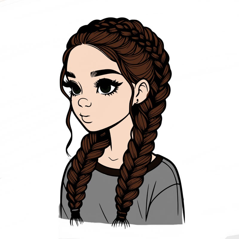 realistic girl with braids
