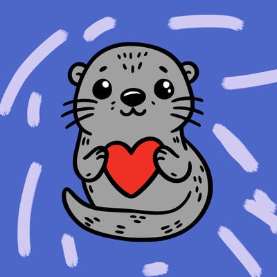 otter with a heart