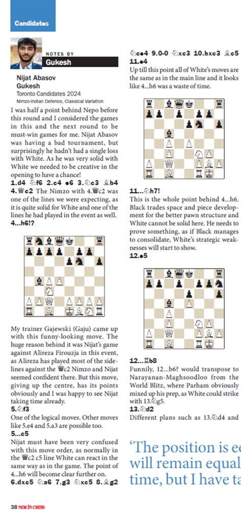 New In Chess - New In Chess App zeigt kommentierte Partienanalyse von Großmeister Gukesh