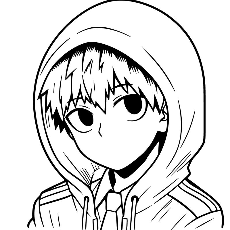 manga character with a hoodie