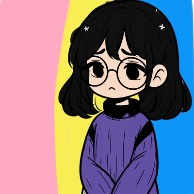 sad girl with glasses in a sweater