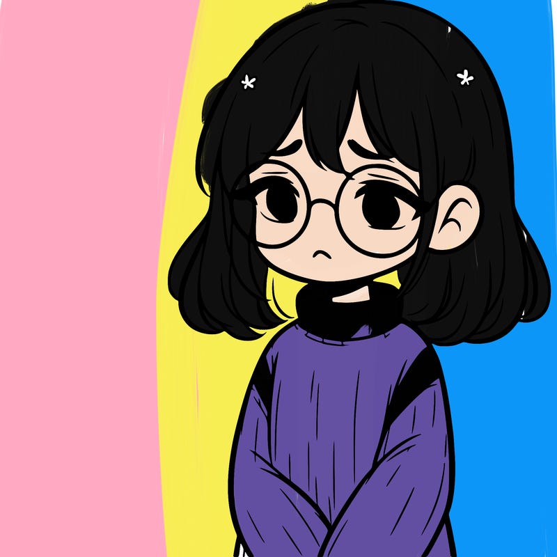 sad girl with glasses in a sweater