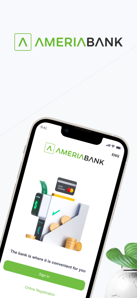 Ameria Mobile Banking - Ameria Mobile Banking app welcome screen showing sign in button and logo