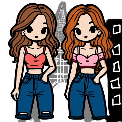 two girls with jeans and crop top