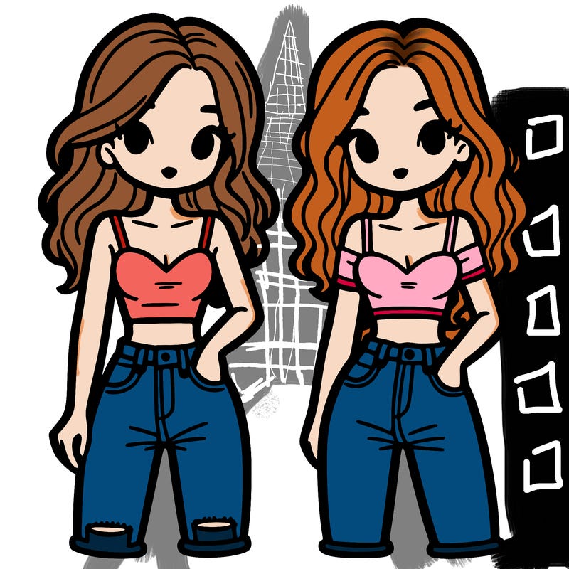 two girls with jeans and crop top