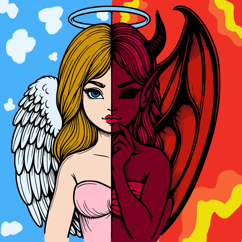 realistic angel half demon