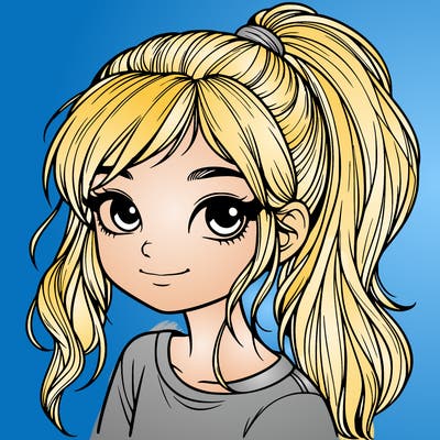 realistic girl with ponytail