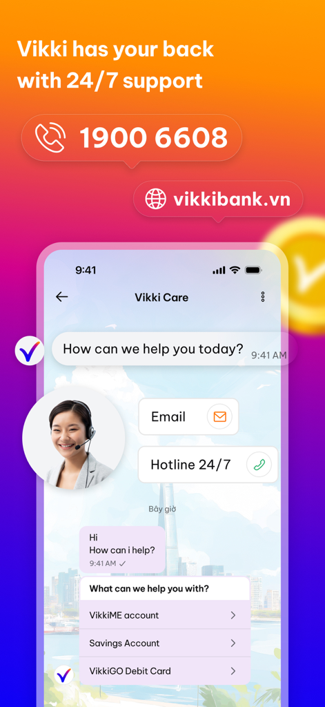 Vikki - Ngân hàng Số - Vikkiデジタルバンク24時間365日のカスタマーサポートとチャットインターフェース