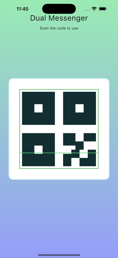 Dual Messenger - Recover&Duo - Dual Messenger app screen showing a QR code to scan for account duplication.
