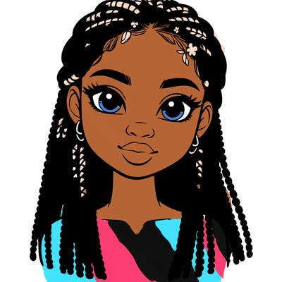 a realistic black girl with braids