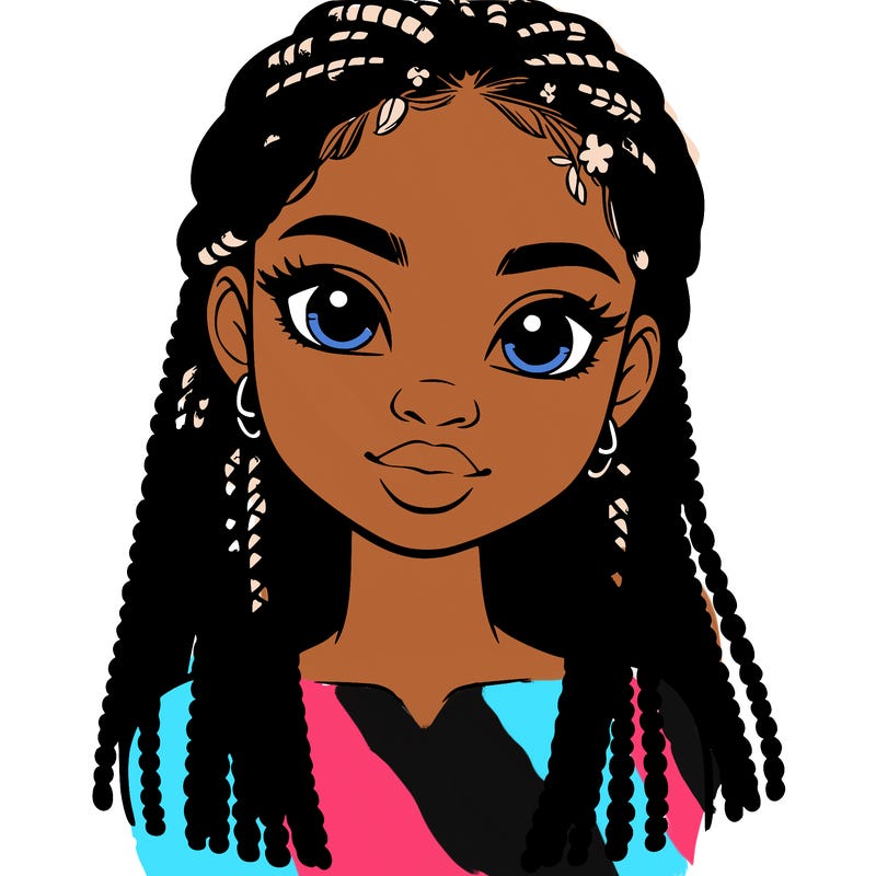 a realistic black girl with braids