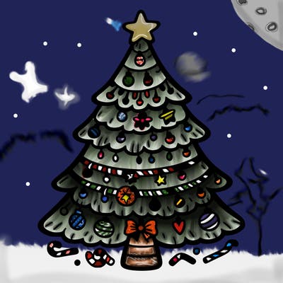 christmas tree with lots of details