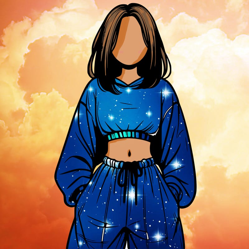 realistic girl faceless with baggy pants and a crop top