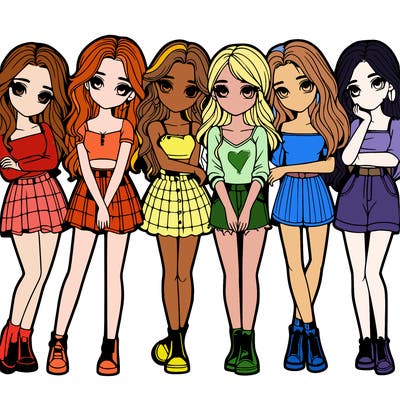 a group of girls realistic