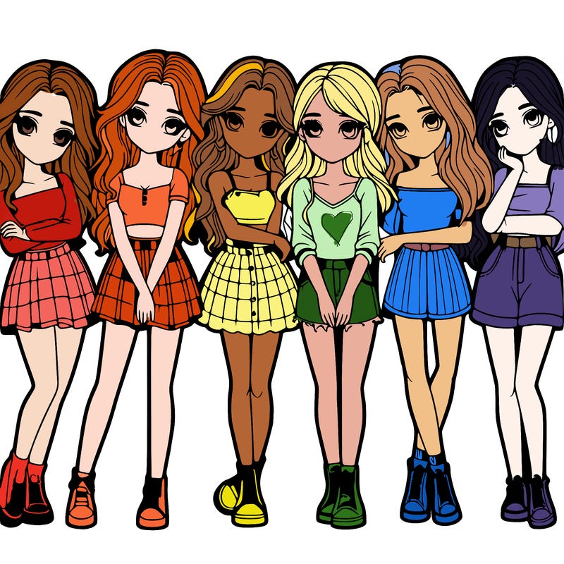 a group of girls realistic