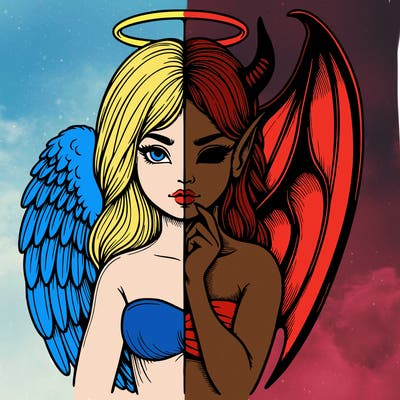 realistic angel half demon