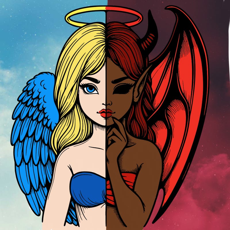 realistic angel half demon