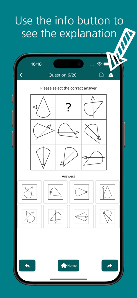 IQ Test: Raven's Matrices Pro - Ravens Matrices IQ test logic puzzle with explanation icon