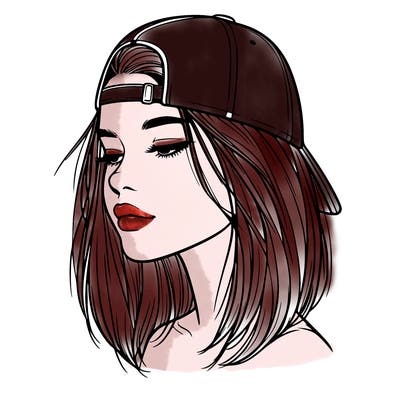 realistic  girl with a backwards hat