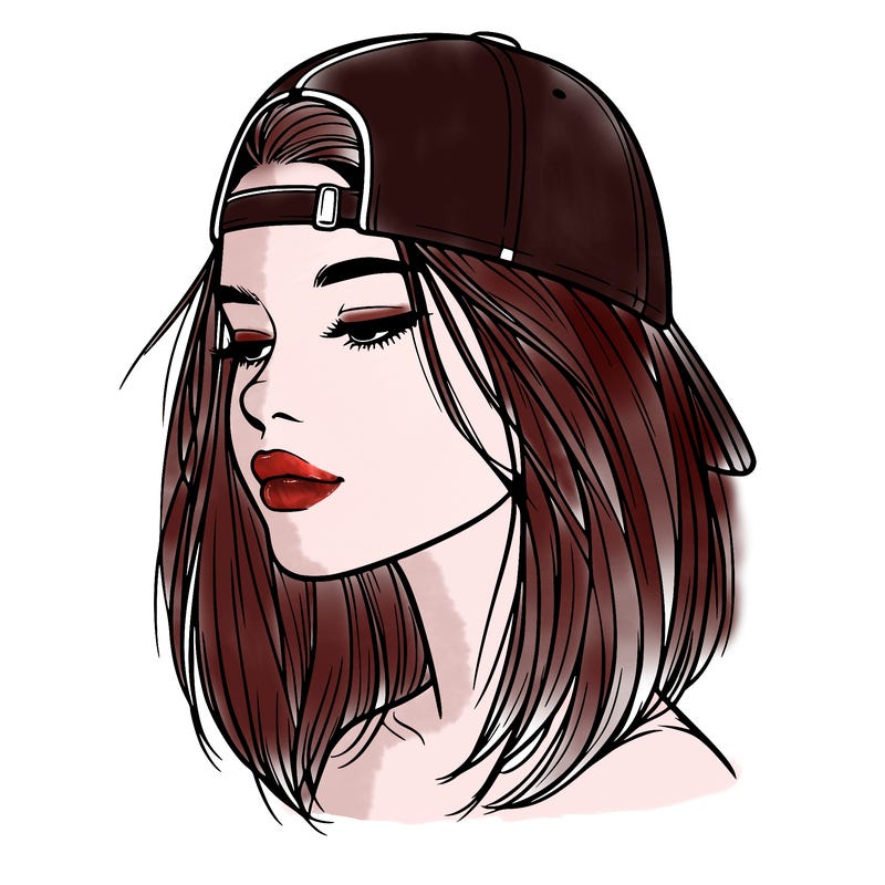 realistic  girl with a backwards hat