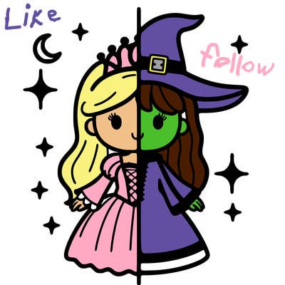 split princess and witch