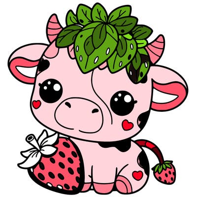 cute strawberry cow