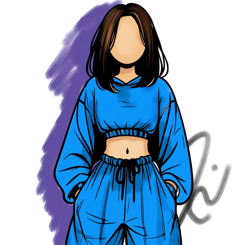 realistic girl faceless with baggy pants and a crop top