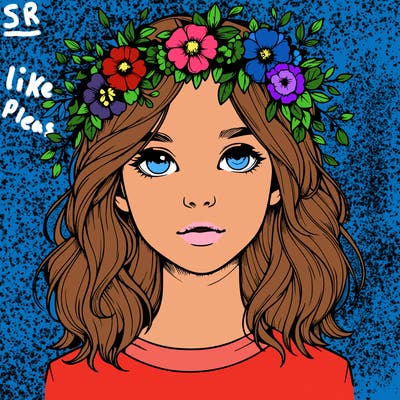 realistic girl with flower crown