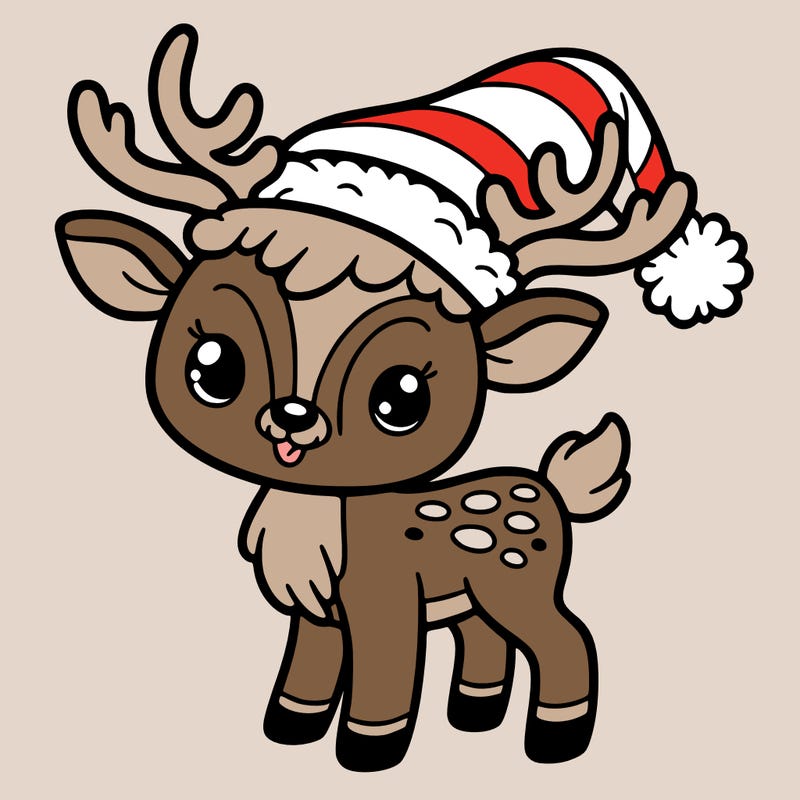 christmas reindeer with santa hat